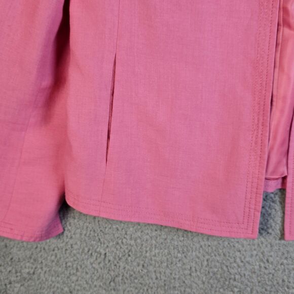 Talbots Womens Blazer 10 Pink Linen Open Classic Work Career Lined Pockets - Picture 4 of 16